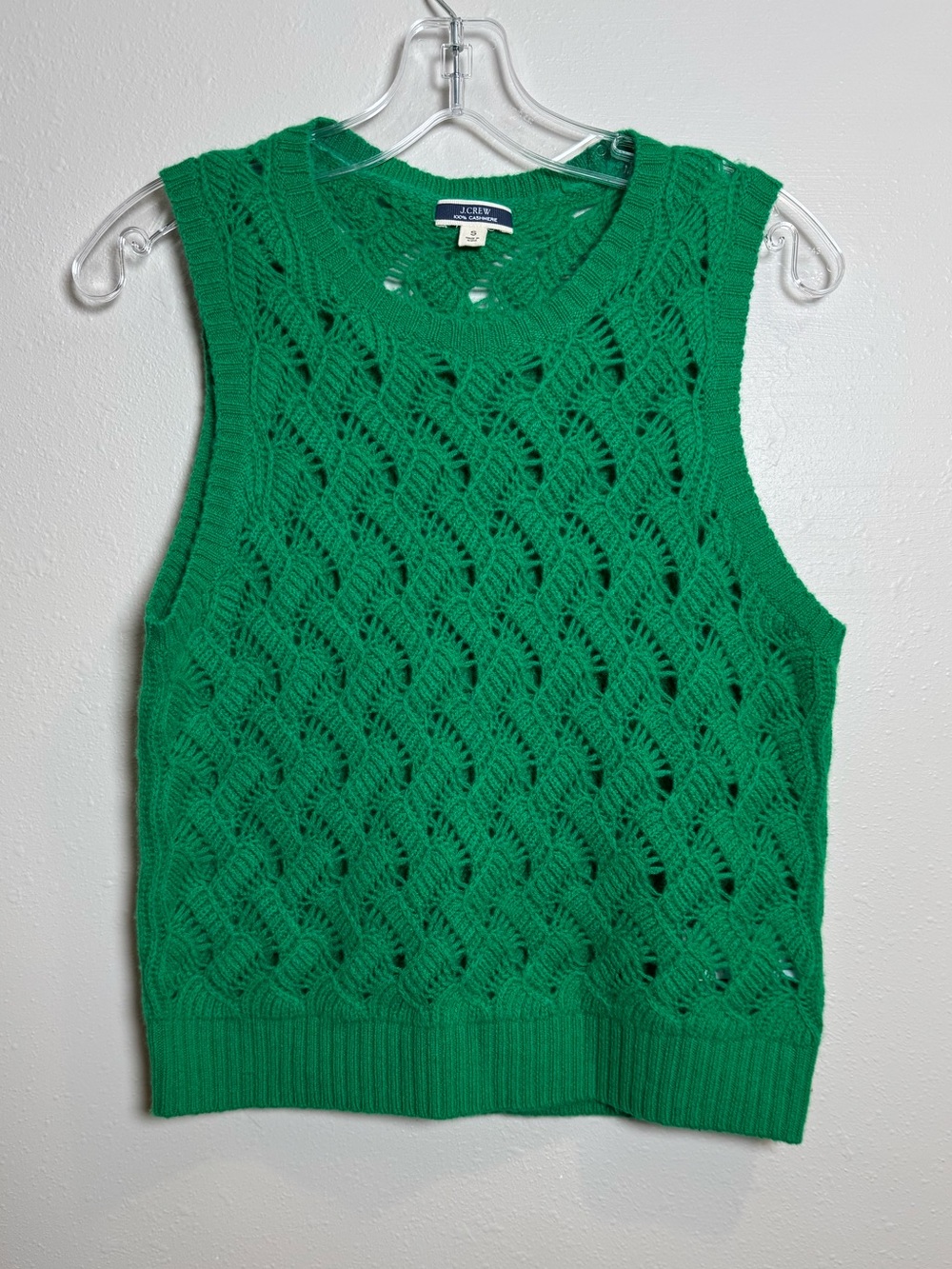 J.Crew Women's Green Cashmere Open-Knit Sweater Vest